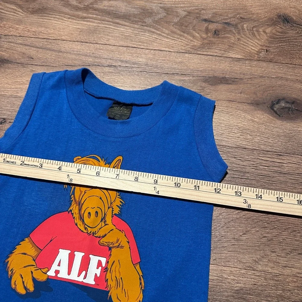 Vintage 1987 Top Half Blue Alf Graphic Muscle Tank Top Kids S 5/6